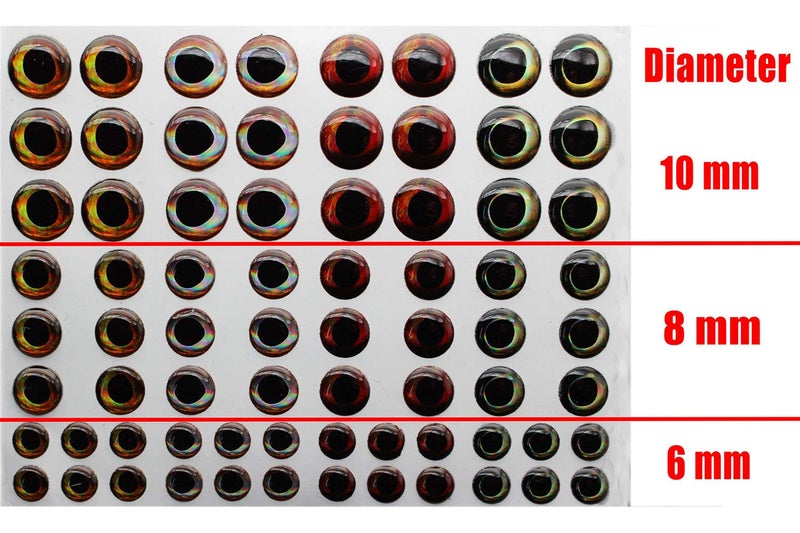 Tigofly 72 pcs Mixed 4 Colors 3D/4D Fish Eyes Realistic Sticky Fishing Lure Eyes Crafts for Lures Baits Fly Tying Materials 6mm/8mm/10mm - Image 2